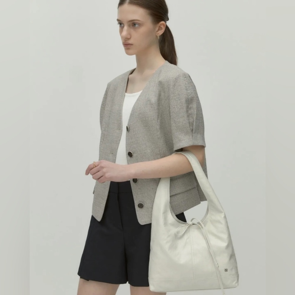 New DEPOUND PINO HOBO BAG Medium Size Ivory Vegan Faux Leather Minimalist 90s